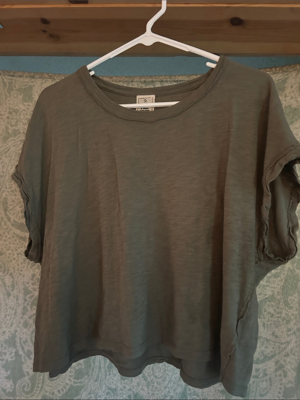 We The Free Olive Boxy Short Sleeve Tee